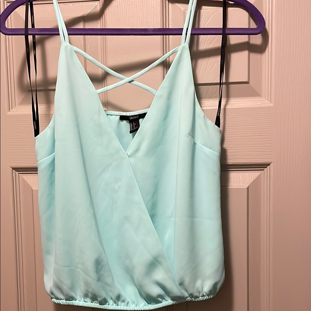 Forever 21 Green Asymmetrical Wrap Camisole
